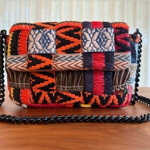 Maria La Rosa LITTLE Patchwork Crossbody Recycled Woven Bag, Orange Multi, PF 23